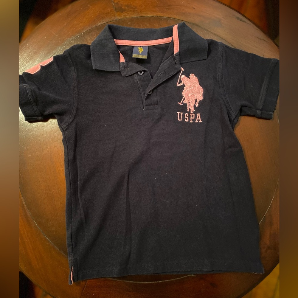 U.S. Polo Assn. Navy Polo with pink label Size 7 logo